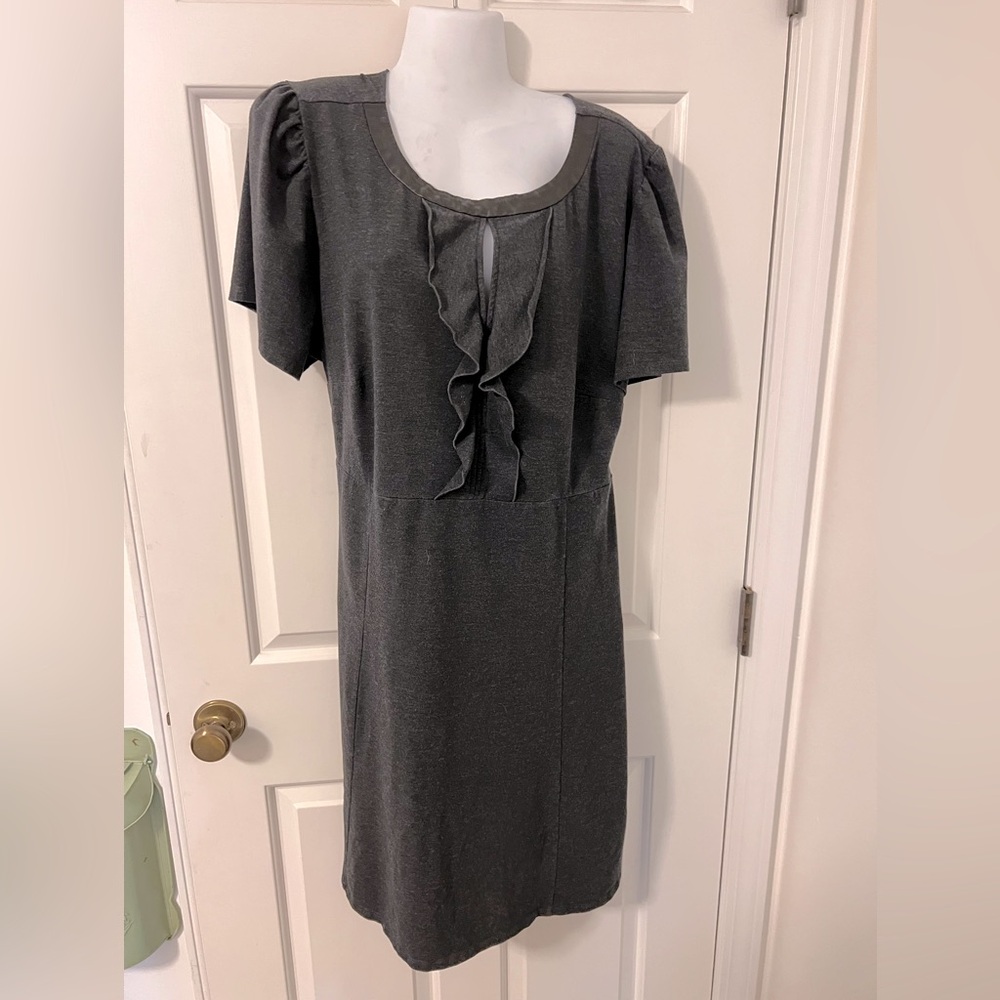 Every * Body Every * Wear 1X Deep Grey Midi Dress with Keyhole